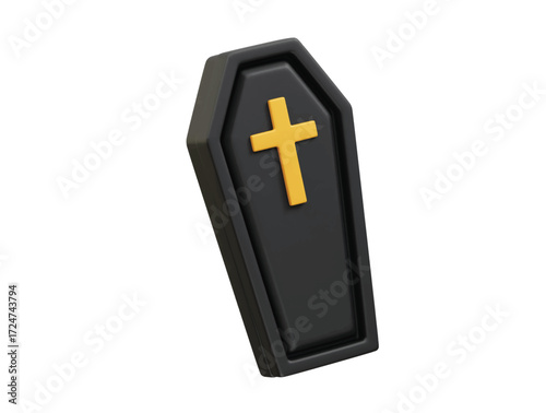 Coffin icon 3d rendering illustration 