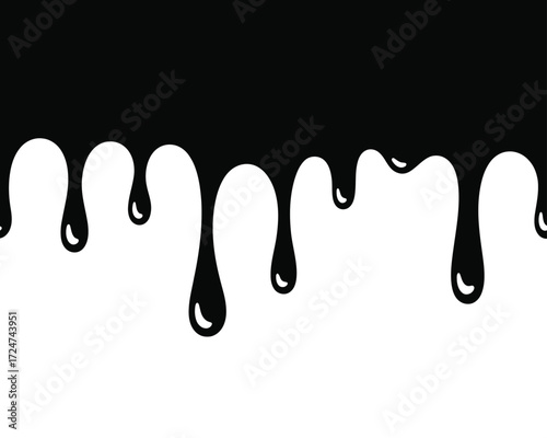 Seamless pattern of dripping black liquid paint drops vector illustration scalable eps icon vector