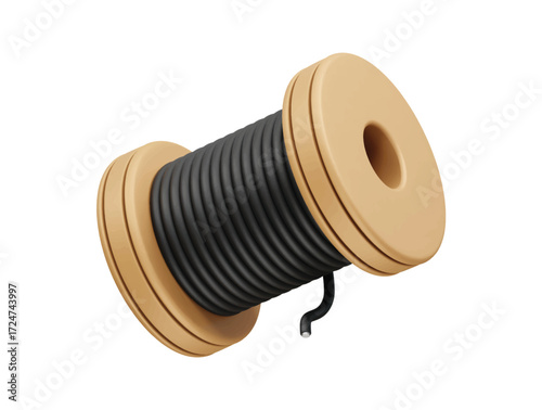 wire spool icon 3d rendering illustration 