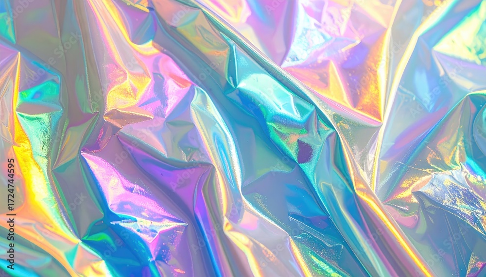 Fototapeta premium Holographic, iridescent fabric folds