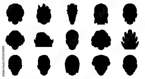 Diverse collection of abstract black head silhouettes representing people and humanity vector