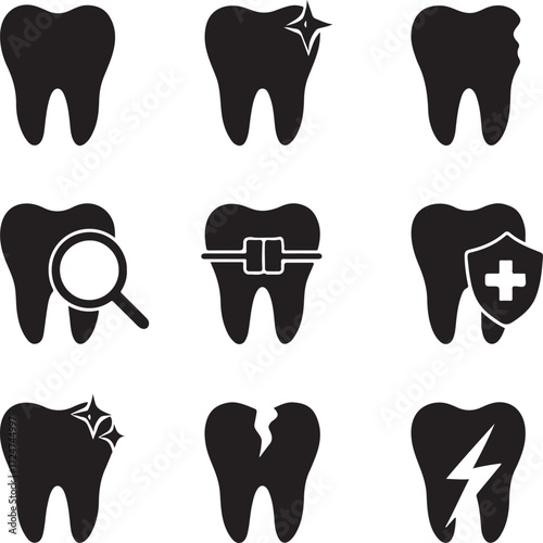 vector set of tooth icons