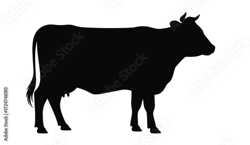 Scalable vector graphic silhouette illustration of a standing cow for eps files vector
