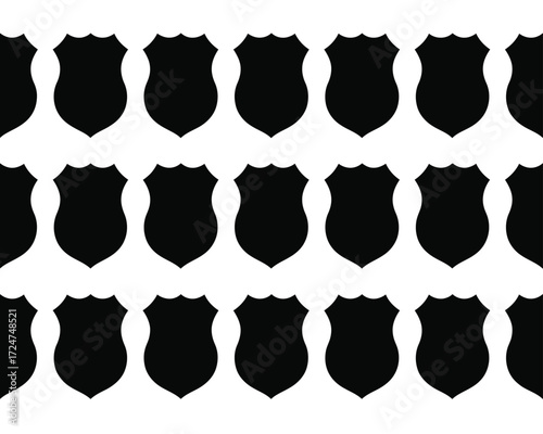 Repeating pattern of black police badge icons for law enforcement and security vector illustration eps vector