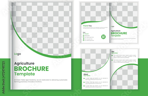 Bi fold organic shapes farming brochure template agriculture brochure template design