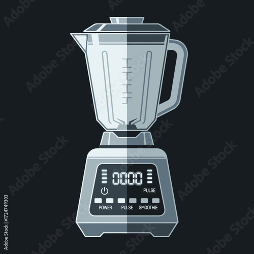 Illustration of a modern electric blender with a digital display.