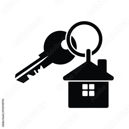 Scalable vector graphic of a house key charm symbolizing home ownership and real estate vector