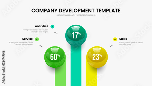 Financial Innovation Frame Design Vector Illustration. Project Visualization Three Element Graph Slide Template. Enterprise Introduction 3 Option Infographic Presentation Layout.