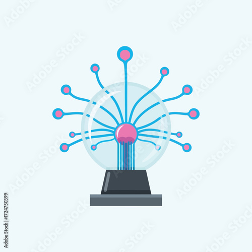 Illustration of a plasma ball with blue rays emanating from a pink center.