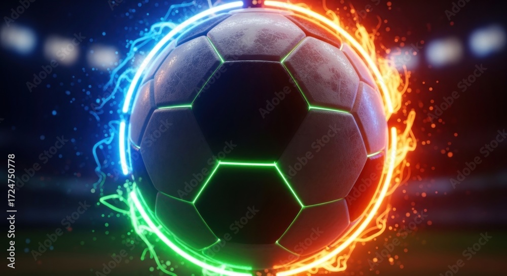 Naklejka premium soccer ball on fire