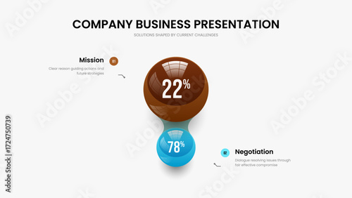 Educational Review Slideshow Design Vector Illustration. Financial Briefing Two Option Diagram Presentation Template. Marketing Forecast 2 Step Chart Frame Layout.