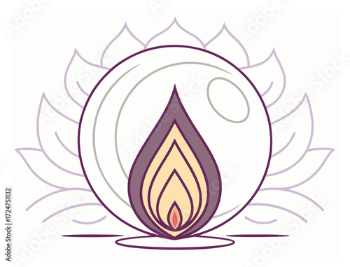 Lotus Flower with Flame Illustration for Spa and Wellness Theme