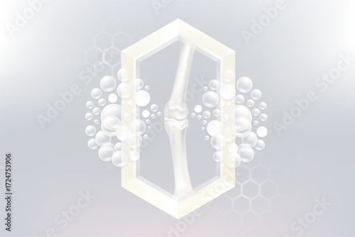 Bone and joint solutions ad, white collagen with cosmetic advertising background ready to use, illustration vector.