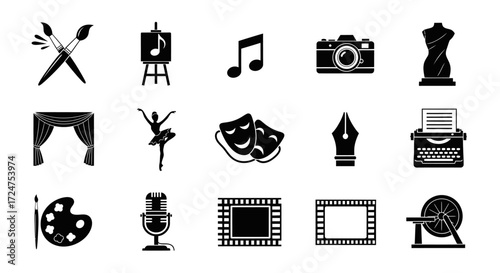 Cohesive Black Vector Silhouettes for a Celebration of Artistic Expression Expressive Style