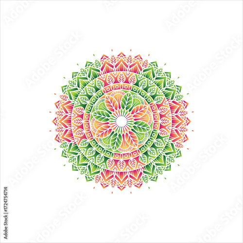 Abstract decorative colorful mandala on white background