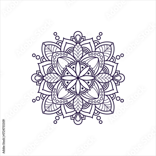 Abstract decorative mandala line art on white background