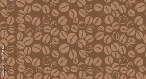 Coffee bean background, seamless brown pattern for coffee lovers and cafe theme