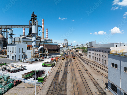 aerial view of a steel factory