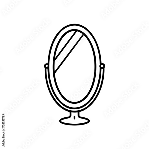elliptical mirror icon isolated on white