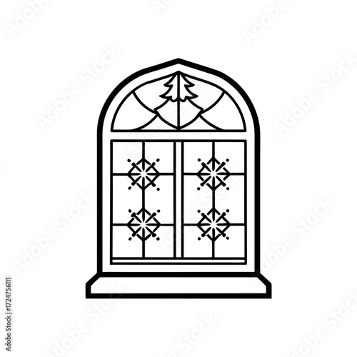 christmas window frost icon isolated on white