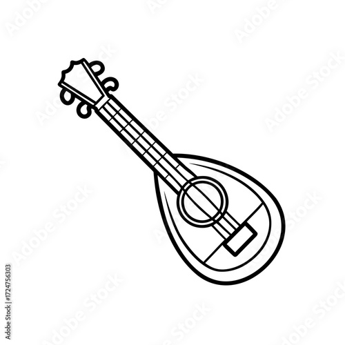 christmas mandolin icon isolated on white