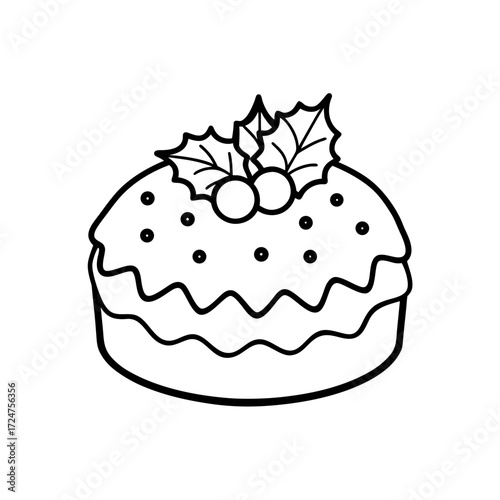 christmas fruitcake icon isolated on white