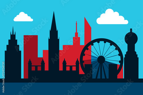 london skyline in red