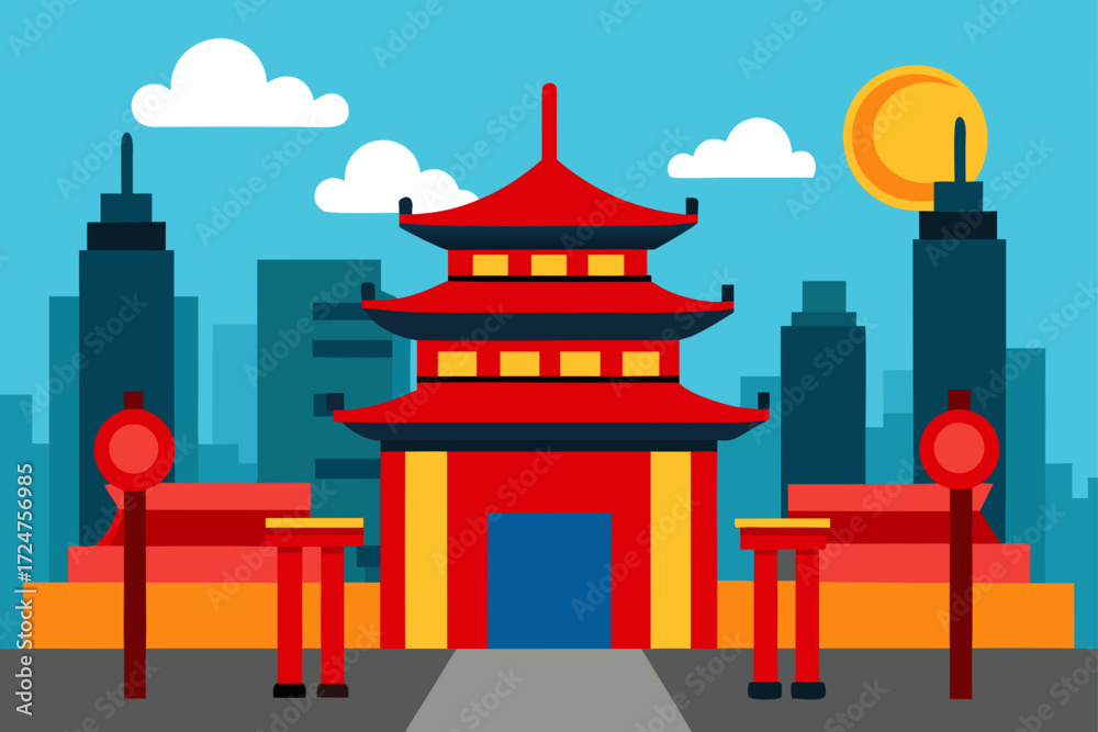 Obraz premium vector illustration of chinese lantern
