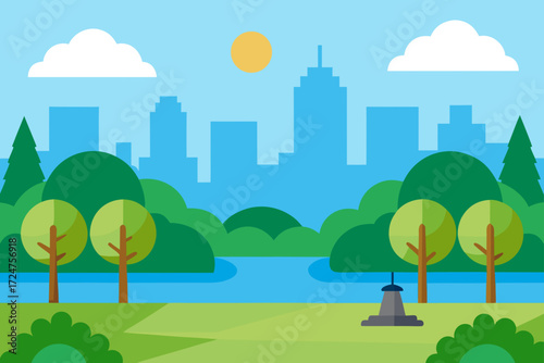 city landscape with trees