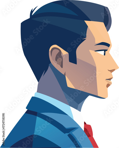 Confident Man: A stylized illustration presents a man, exuding quiet confidence, with a determined gaze. The minimalist style highlights clean lines and a powerful silhouette.