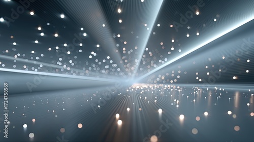 Dark Blue Futuristic Glow Light Cinematic HDR Abstract Background with Particles and Lines