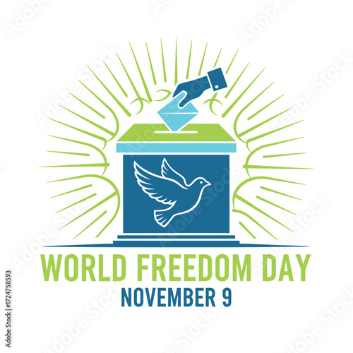 World Freedom Day, 9 November, Vector Design, T-Shirt Design
