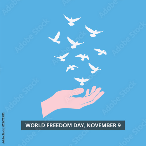 World Freedom Day, 9 November, Vector Design, T-Shirt Design