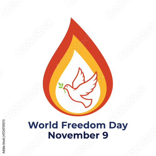World Freedom Day, 9 November, Vector Design, T-Shirt Design
