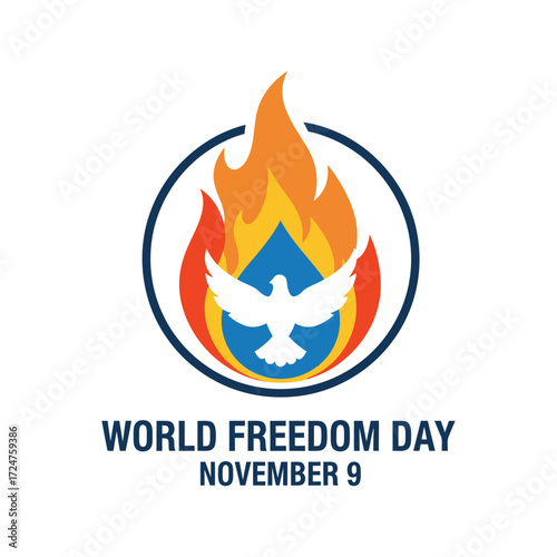 World Freedom Day, 9 November, Vector Design, T-Shirt Design