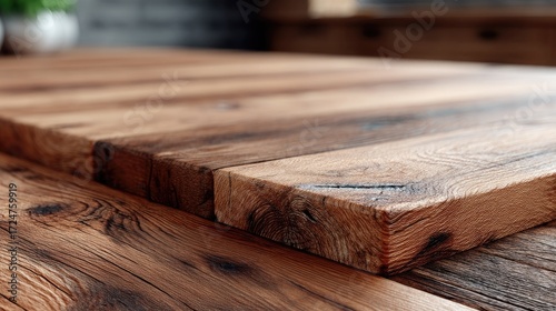 Dark Wood Texture Cinematic Hdr Macro Photo of Grain Rich Wooden Table Surface with a Blurred Gray Brick Background and Polished Finish