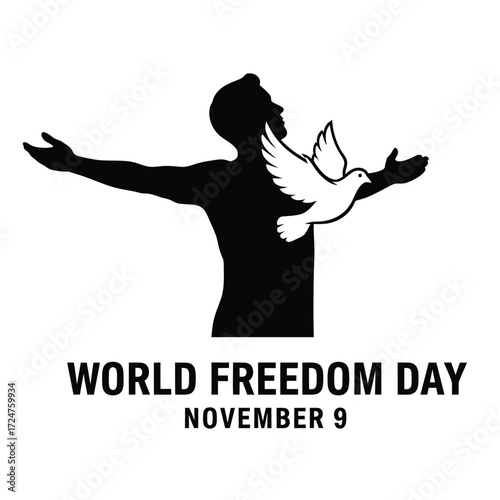 World Freedom Day, 9 November, Vector Design, T-Shirt Design