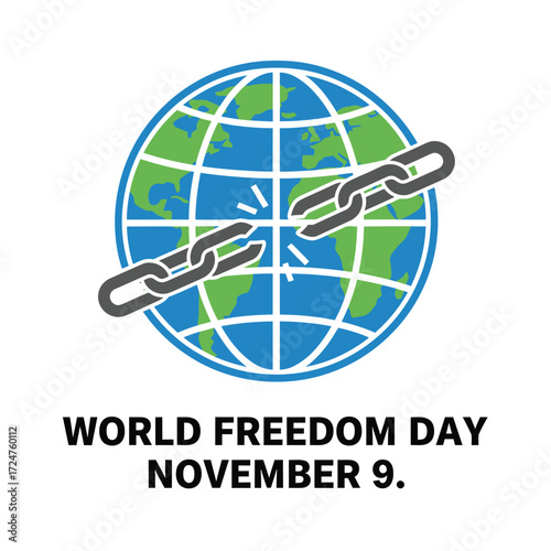 World Freedom Day, 9 November, Vector Design, T-Shirt Design