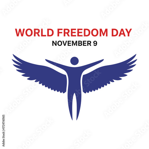World Freedom Day, 9 November, Vector Design, T-Shirt Design