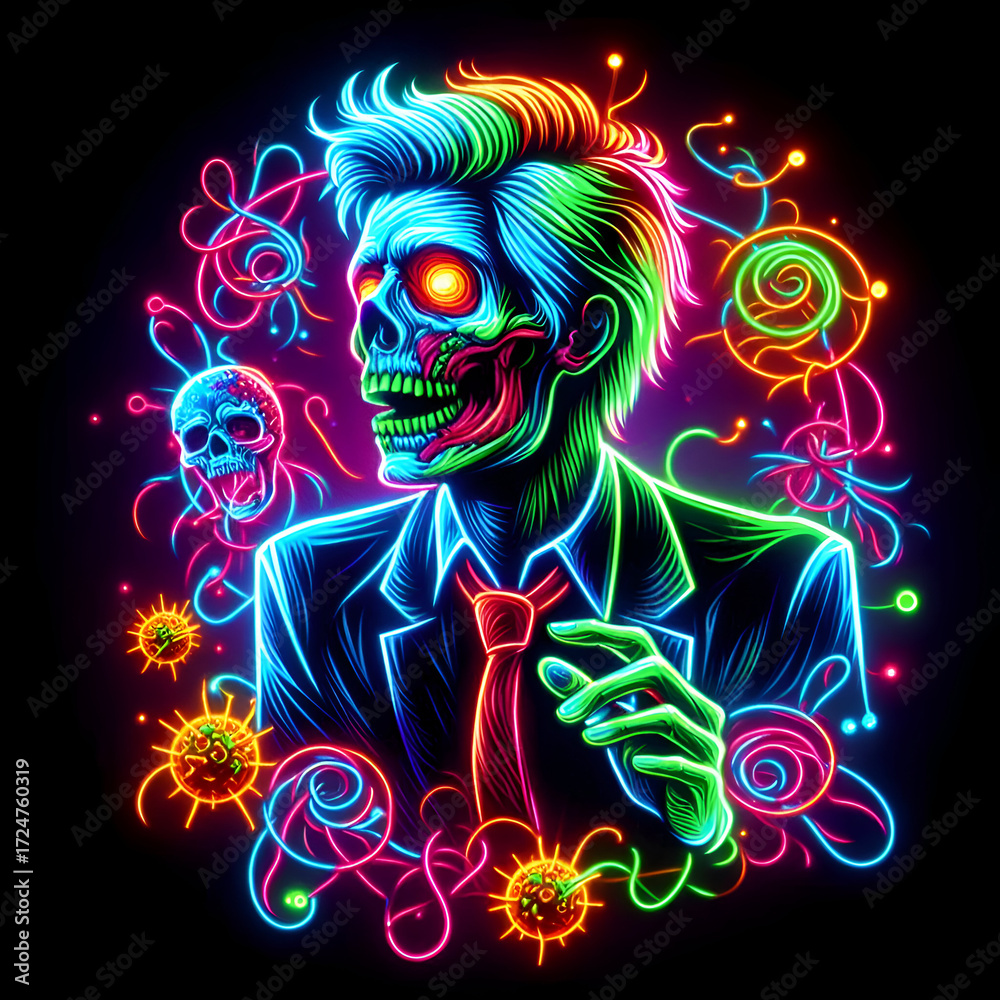 Fototapeta premium Realistic Zombie Neon in first shot