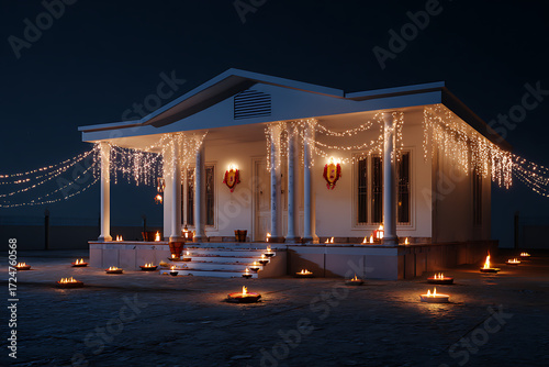 Wallpaper Mural Warm glow of Diwali festival illuminates a home with countless diyas and festive lights creating a magical, inviting atmosphere for celebration Torontodigital.ca