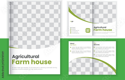 Bi fold organic shapes farming brochure template agriculture brochure template design