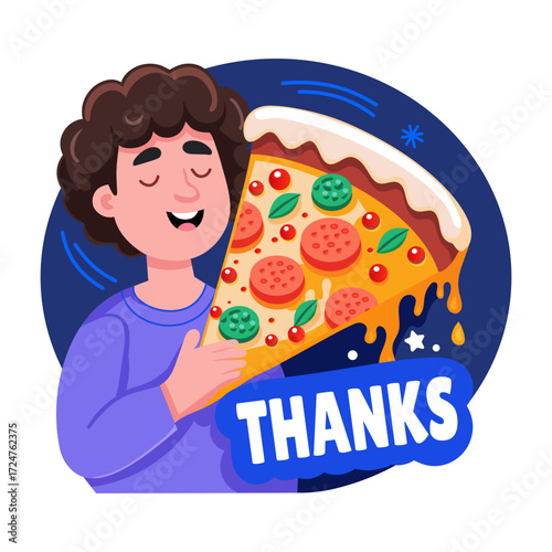 A flat style illustration showing food thanks 