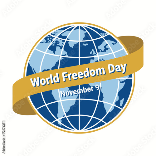 World Freedom Day, 9 November, Vector Design, T-Shirt Design