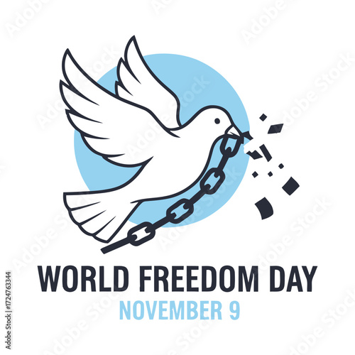 World Freedom Day, 9 November, Vector Design, T-Shirt Design