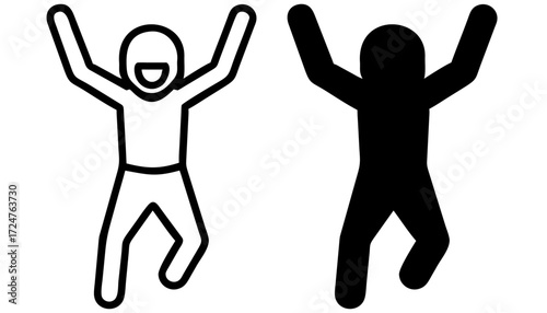 A vector illustration of a person's black silhouette with a graceful hand gesture