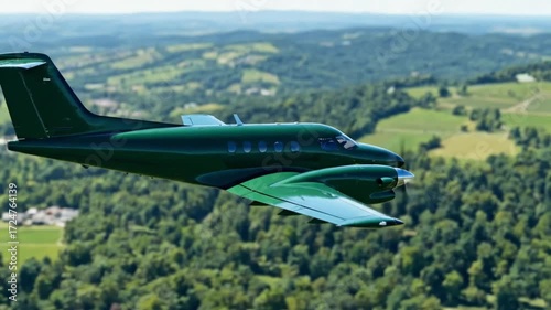 Wallpaper Mural green airplane flying over lush rural landscape Torontodigital.ca