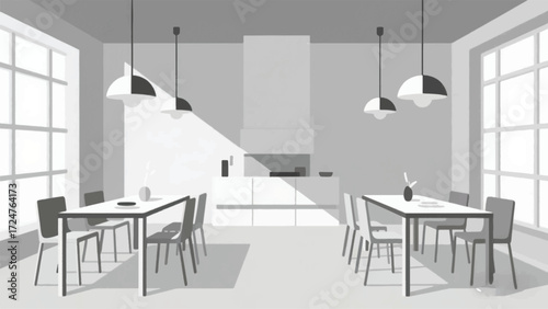 empty dining room Illustrator Artwork Banner Background Design Template 