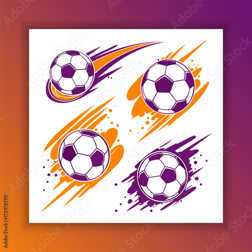 Soccer balls with paint splash background dynamic sports vector illustration