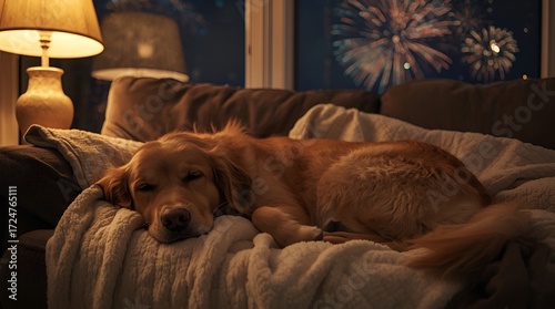 Serene Dog with Fluffy Coat and Gentle Facial Expression